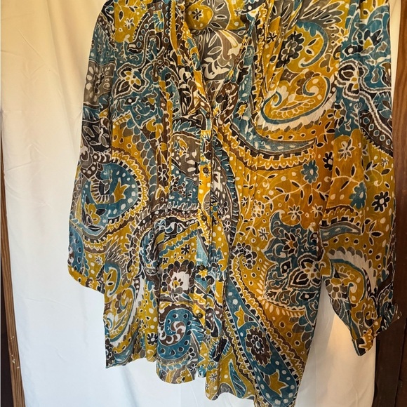 Charter Club Paisley Print Blouse 3/4 Sleeve Top Women’s Size 12P - Picture 3 of 7